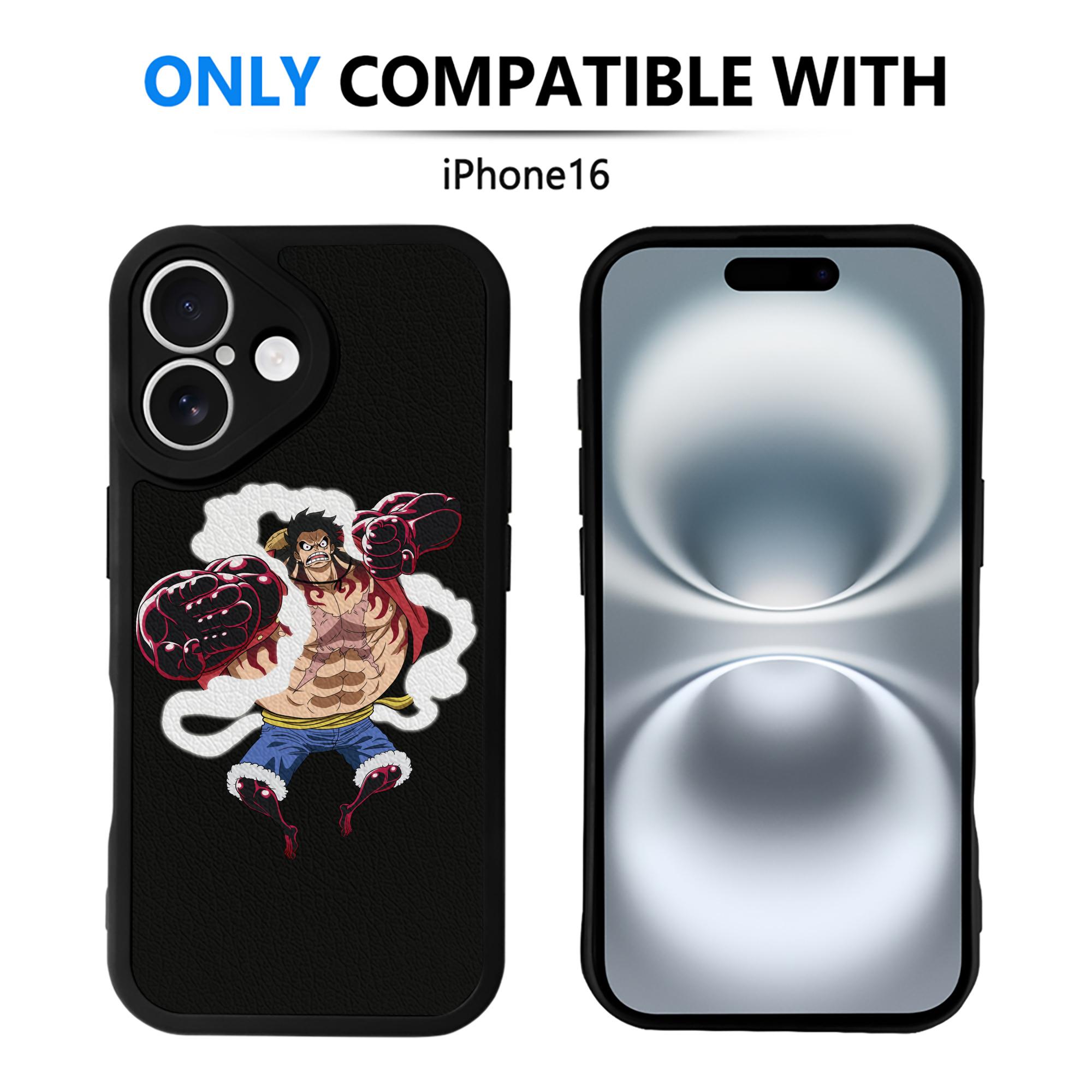 （画像用） ワンピース モンキー・D・ルフィ ONE PIECE Monkey D. Luffy 【iPhone 16シリーズ対応】シリコンスマホケース（レザー調） 材質：シリコン